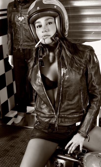 Girl woman leather model