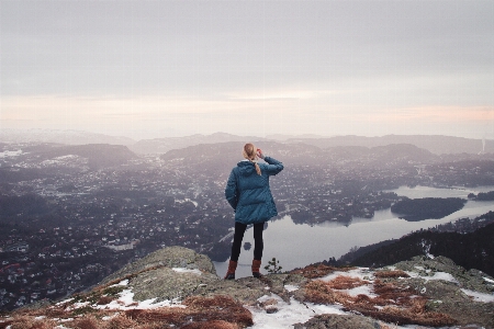 Landscape walking mountain girl Photo