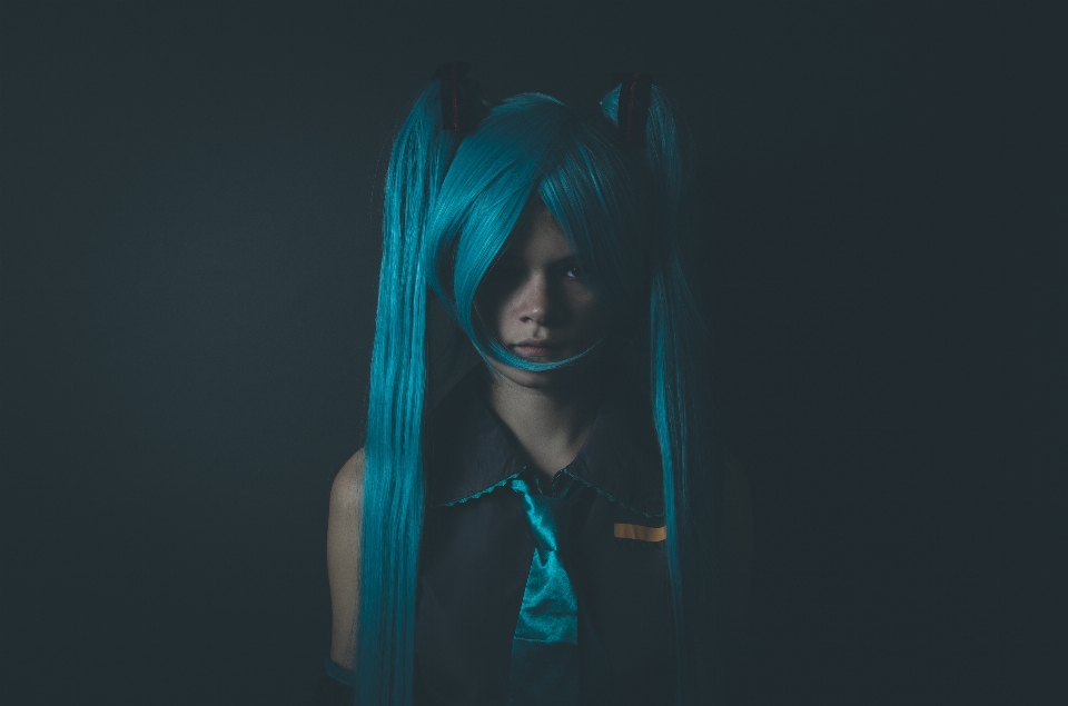 Hair darkness blue cosplay