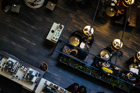 Person cafe restaurant from above Photo