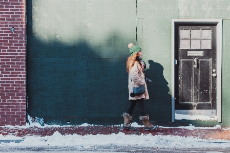 Snow winter street window Photo