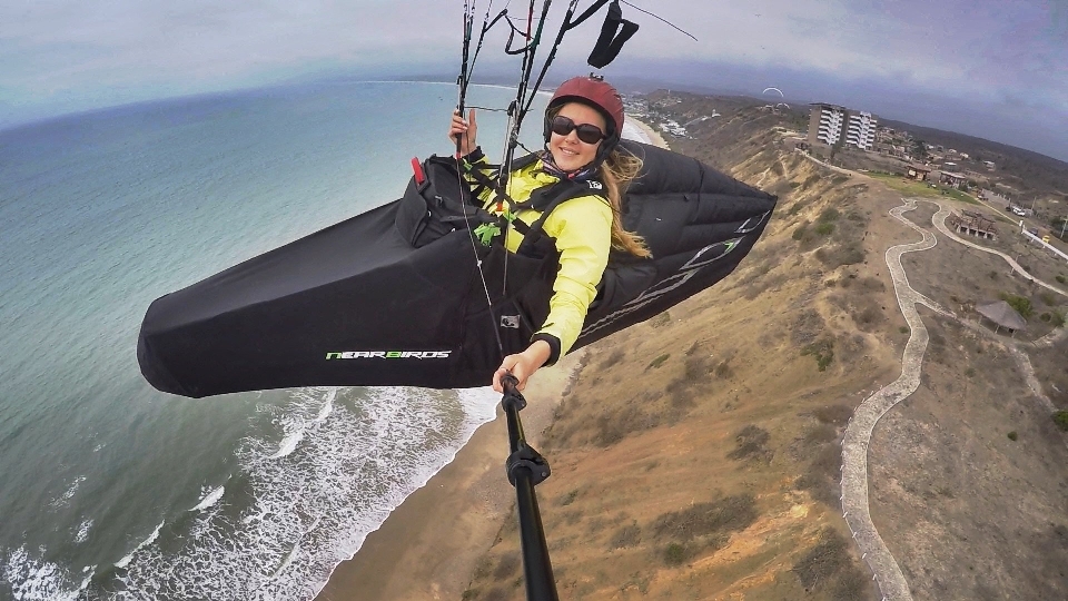 Flying jumping extreme sport paragliding