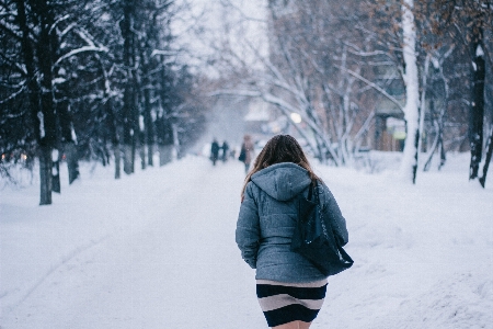 Snow winter woman road Photo