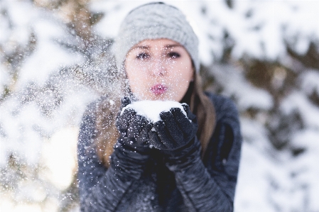 Snow winter woman weather Photo