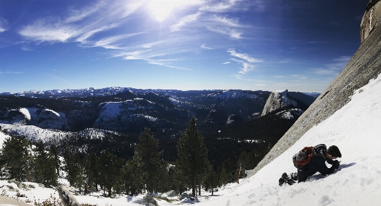 山 雪 冬天 冒险 照片