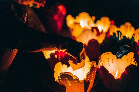 Gece çiçek fener alev Fotoğraf