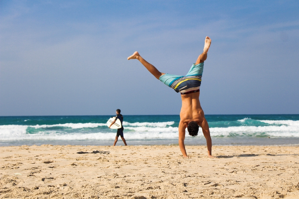 Man beach sea water