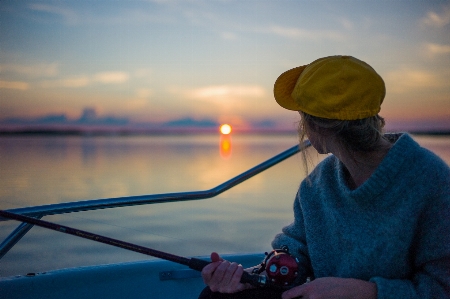 Meer person sonnenaufgang sonnenuntergang Foto