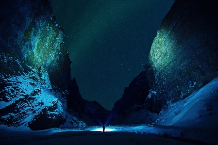 夜 形成 氷 洞窟 写真