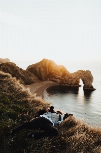 Man landscape sea coast Photo