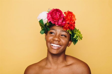 Frau haar blume weiblich Foto