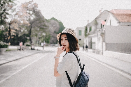 Woman road white street Photo