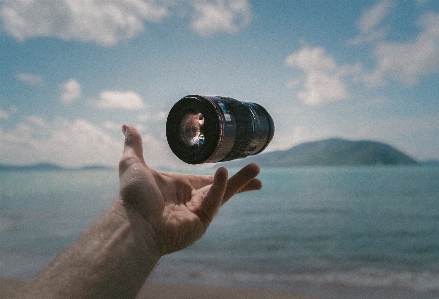 Hand beach sea water Photo