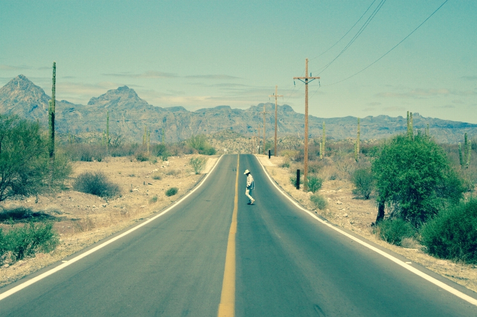 Landscape mountain road morning