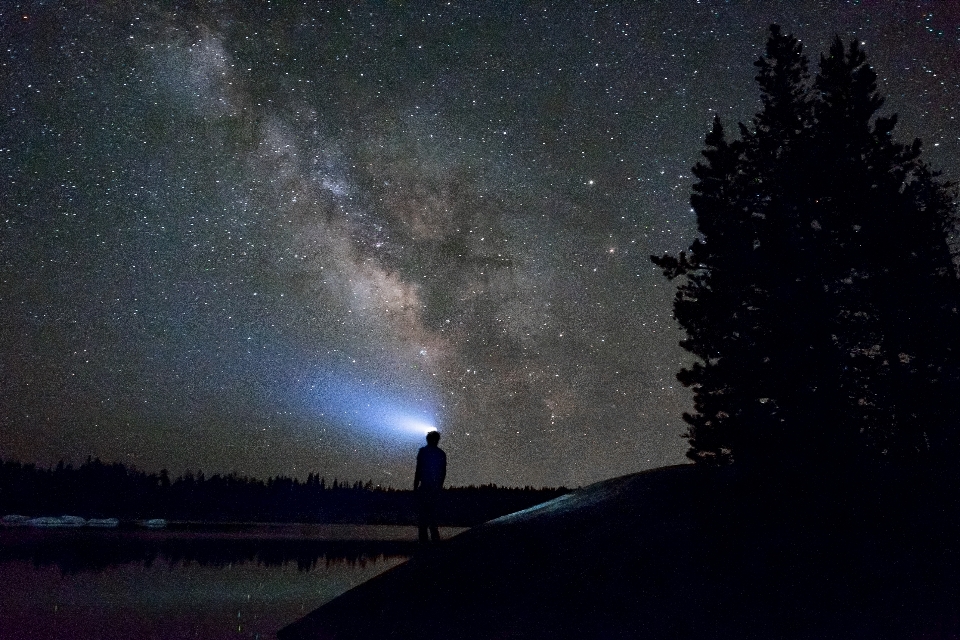 Céu noite estrela via láctea
