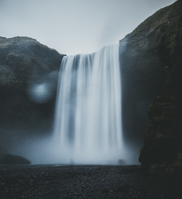 Sea water waterfall mist