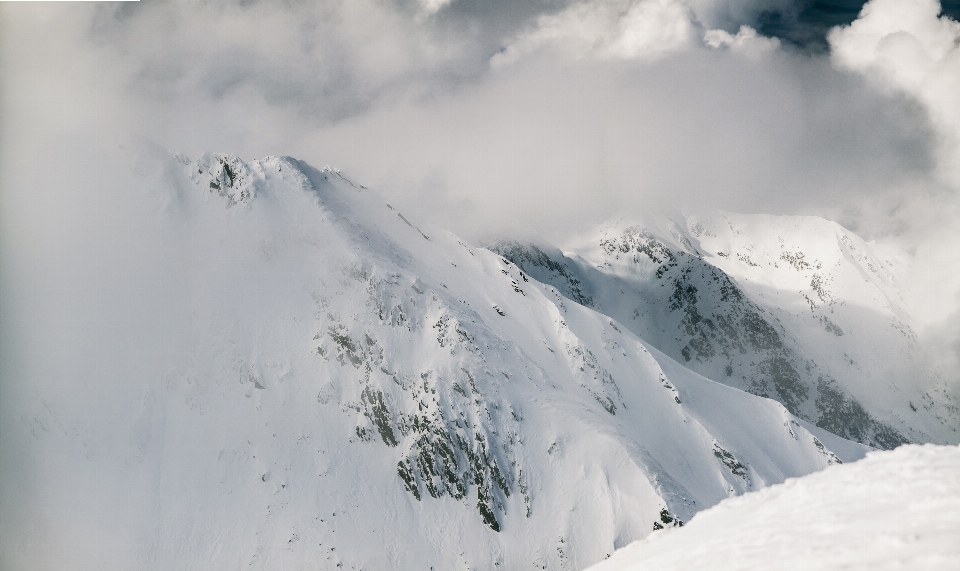 山 雪 冬天 云