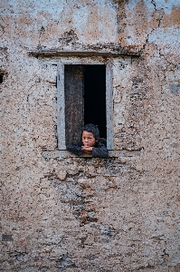 Rock odun pencere duvar Fotoğraf