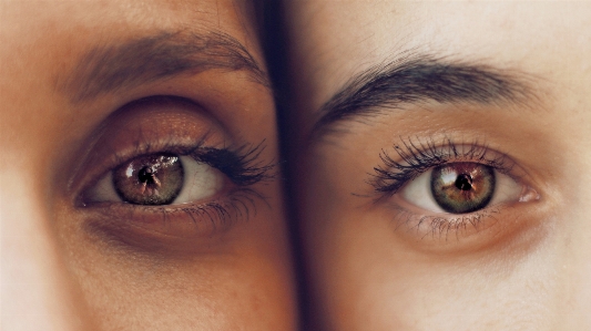 Blue eyebrow eyelash close up Photo