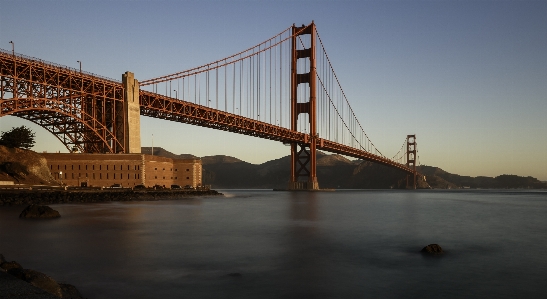 Sea water sunrise bridge Photo