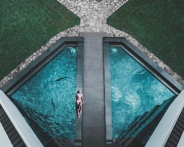 Window glass swimming pool blue Photo