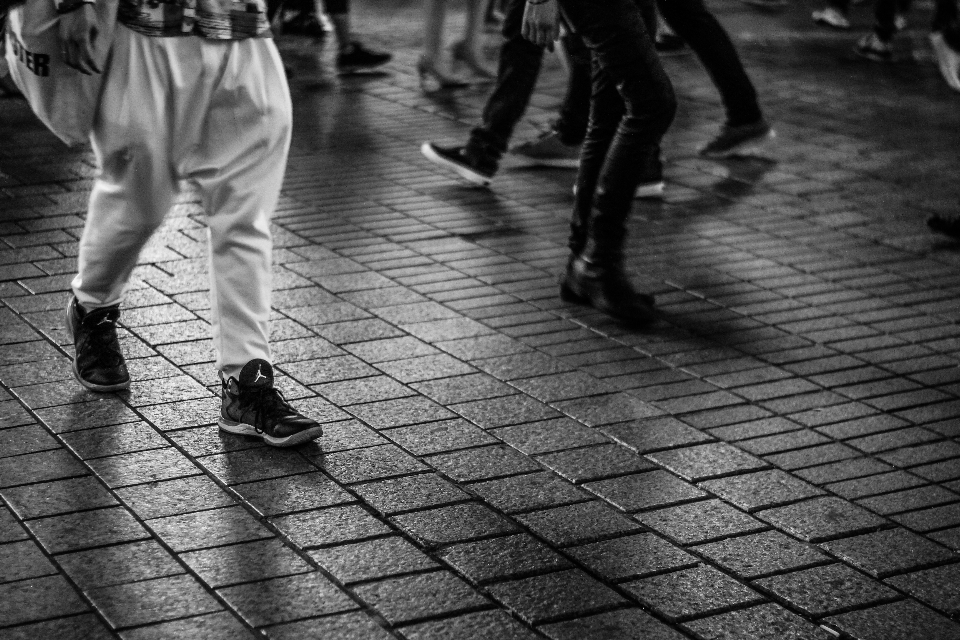 Peatonal en blanco y negro
 camino