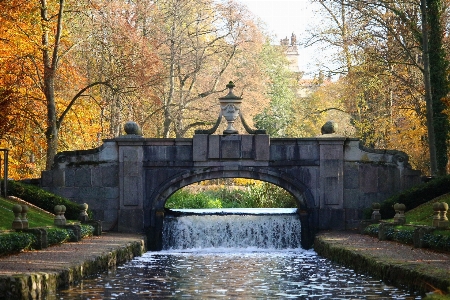 Waterfall bridge chateau river Photo