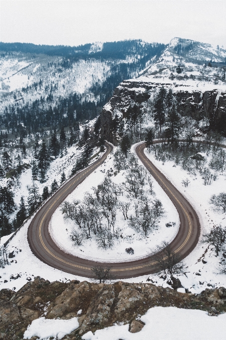 山 雪 冬天 路