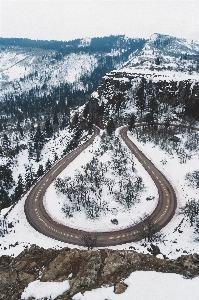 Mountain snow winter road Photo