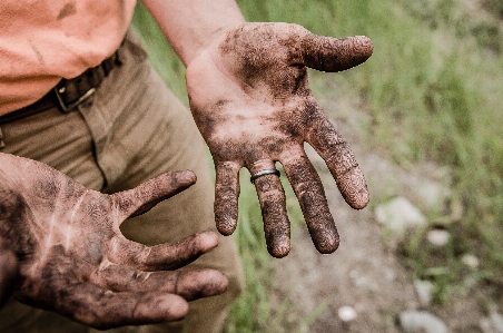 Hand man dirt mud Photo