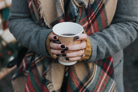 冬 コーヒー 人々 お茶 写真