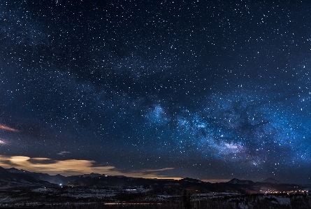 Foto Cielo notte stella via lattea
