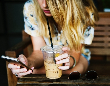 Coffee phone drink eating Photo