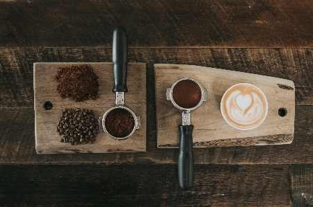 Coffee wood bean chopping board Photo