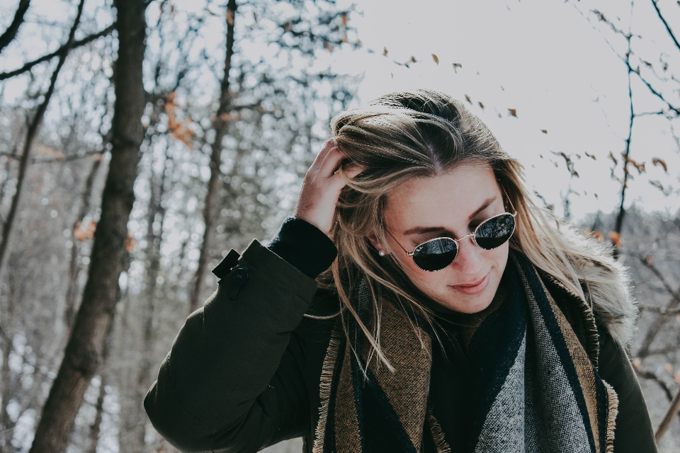 Winter girl hair photography