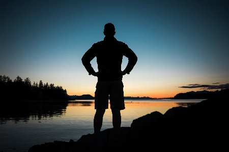 Sea water horizon silhouette Photo