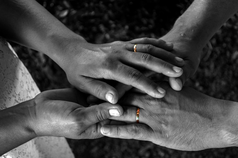 Mano en blanco y negro
 anillo masculino