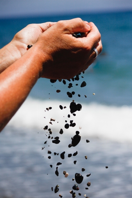 Hand strand meer wasser