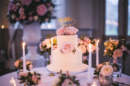 Foto Flor rosa casamento bolo