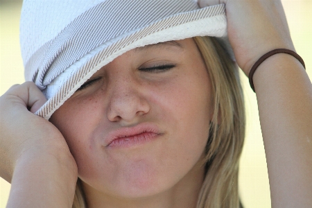 Girl portrait hat lip Photo