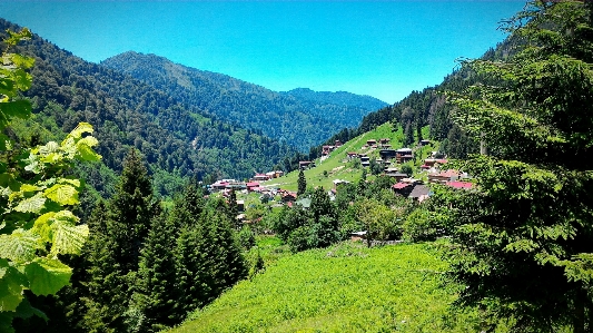 Foto Lanskap dataran bepergian trekking