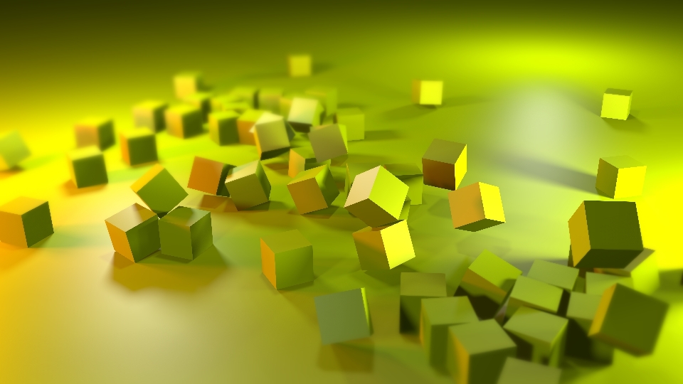 Cubic yellow green computer wallpaper