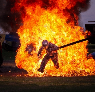 Fire stunt stuntman flame Photo