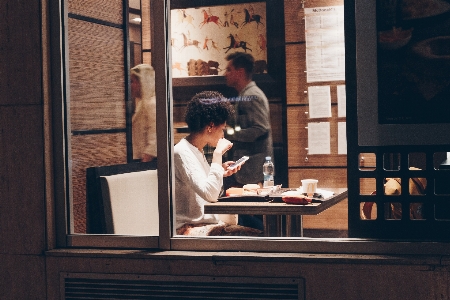 Girl coffee bar sitting Photo