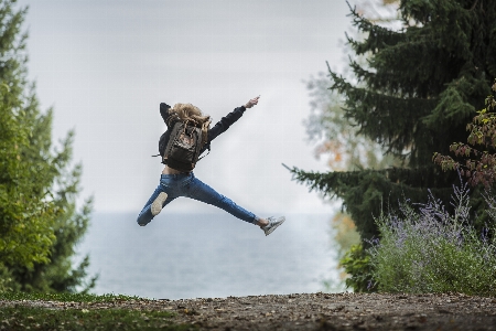 Jump girl trees tree Photo