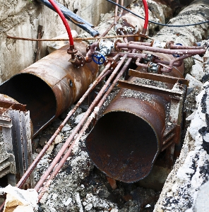 Old pipes rust cables Photo