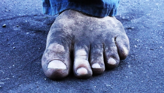 Foot dirt hair pants Photo