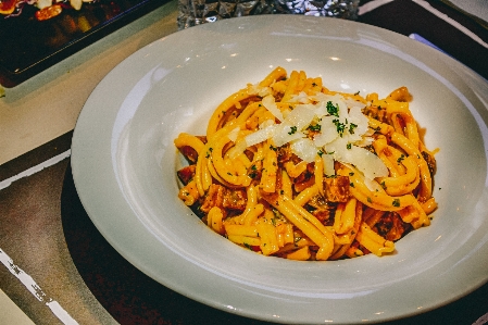 Pasta plate close up food Photo