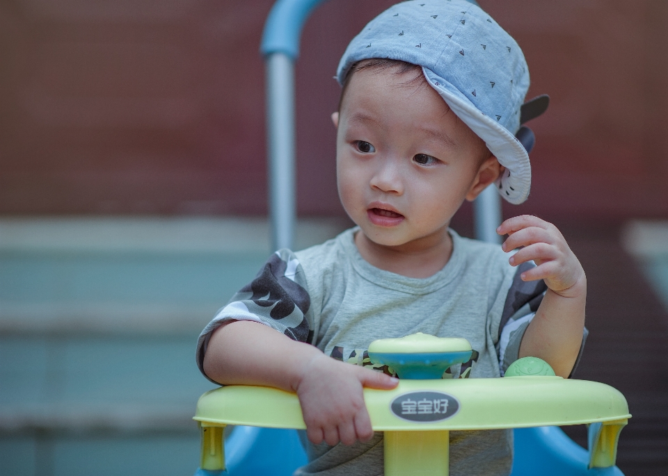 Adorable asian baby bike