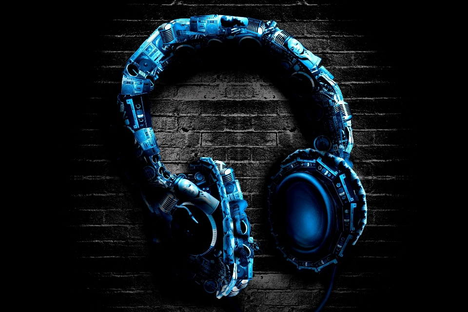 Rock headphones blue audio equipment